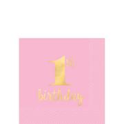 Pink & Gold Confetti Premium 1st Birthday Party Kit for 32 Guests 